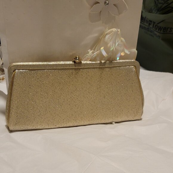 Retro 1950's Clutch Bag Gold Handbag Cocktail - Picture 1 of 6